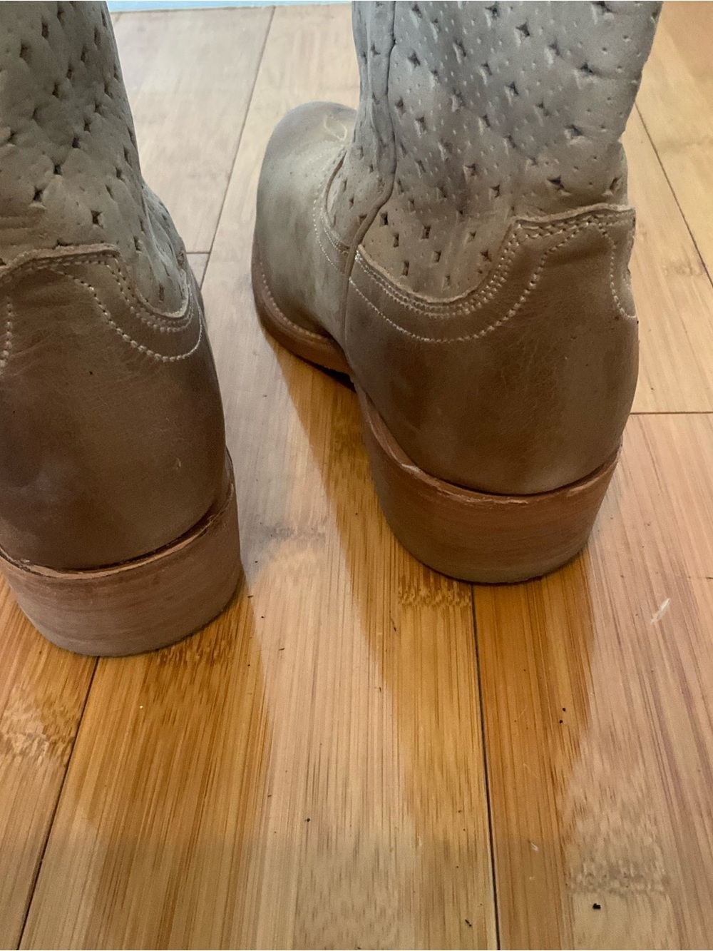 Miss Sixty Taupe Perforated Over-the-Knee Suede Boots with Tassel - Picture 8 of 16
